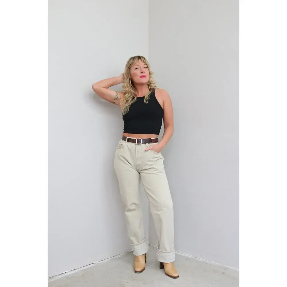 1990's Levi's 501 USA Made Oatmeal Button Fly Jeans Women's SM MD 32" 33" Waist - Picture 8 of 11